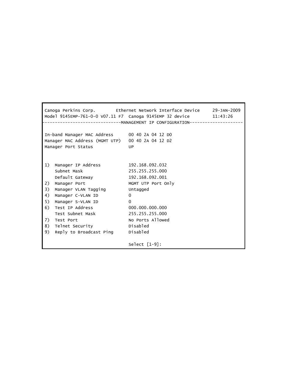CANOGA PERKINS 9145EMP NID Software Version 3.1 User Manual | Page 25 / 202