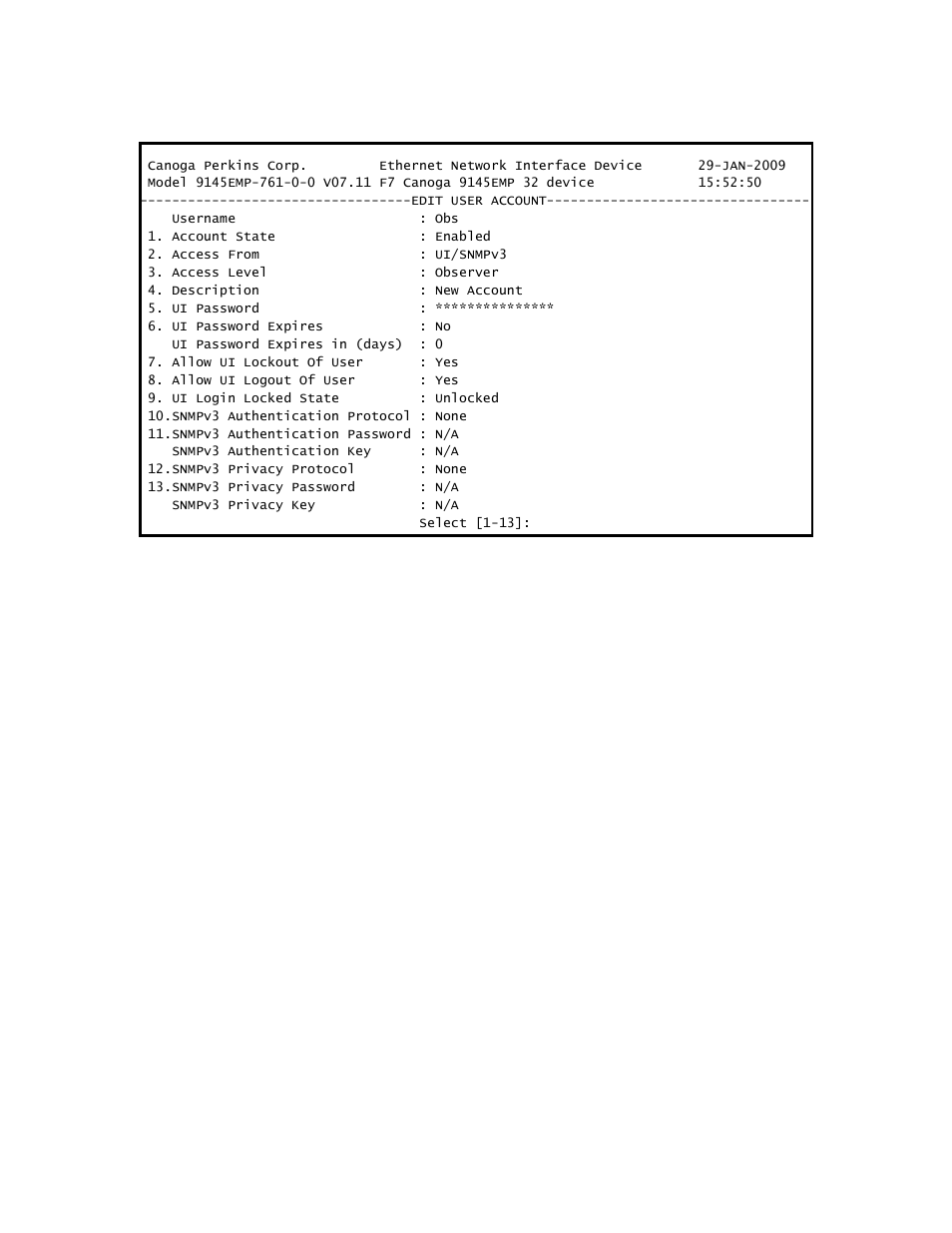 CANOGA PERKINS 9145EMP NID Software Version 3.1 User Manual | Page 43 / 202