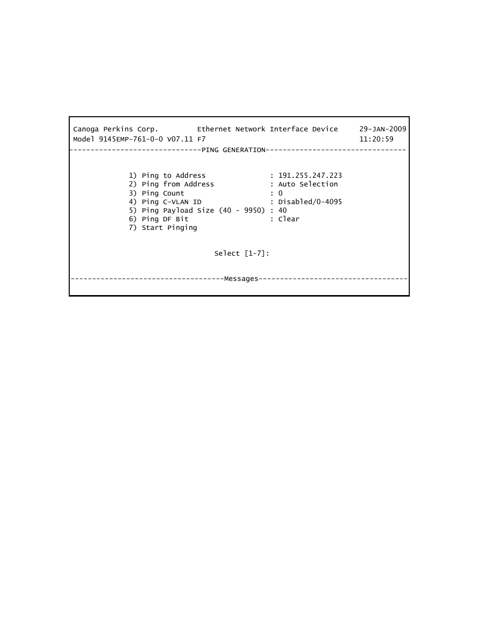 3 ping generation | CANOGA PERKINS 9145EMP NID Software Version 3.1 User Manual | Page 58 / 202