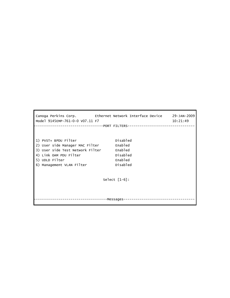 CANOGA PERKINS 9145EMP NID Software Version 3.1 User Manual | Page 67 / 202
