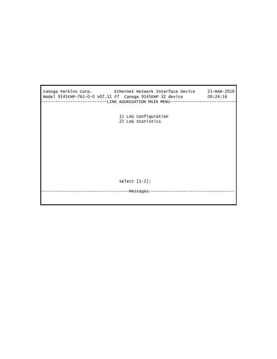 6 link aggregation | CANOGA PERKINS 9145EMP NID Software Version 3.1 User Manual | Page 76 / 202
