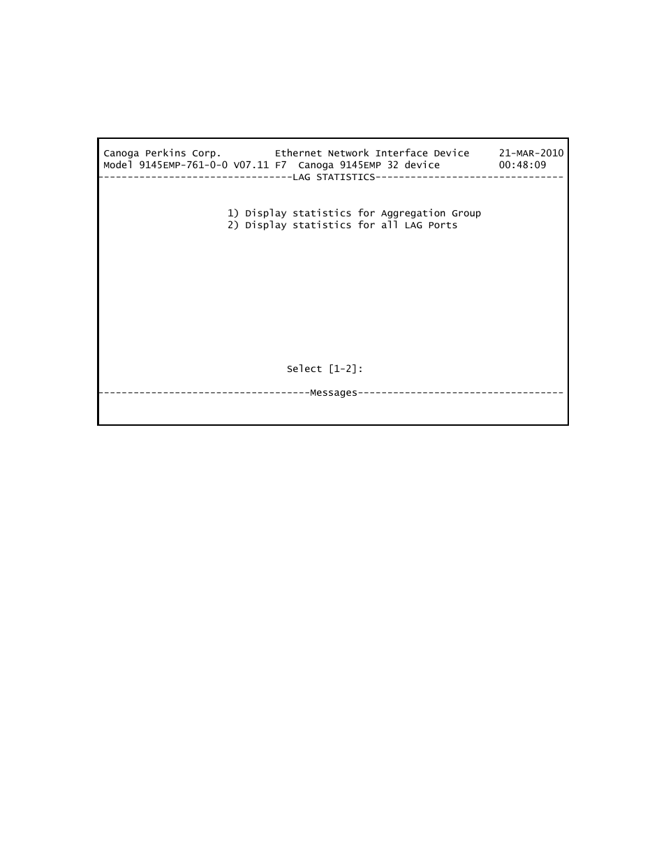2 lag statistics | CANOGA PERKINS 9145EMP NID Software Version 3.1 User Manual | Page 85 / 202