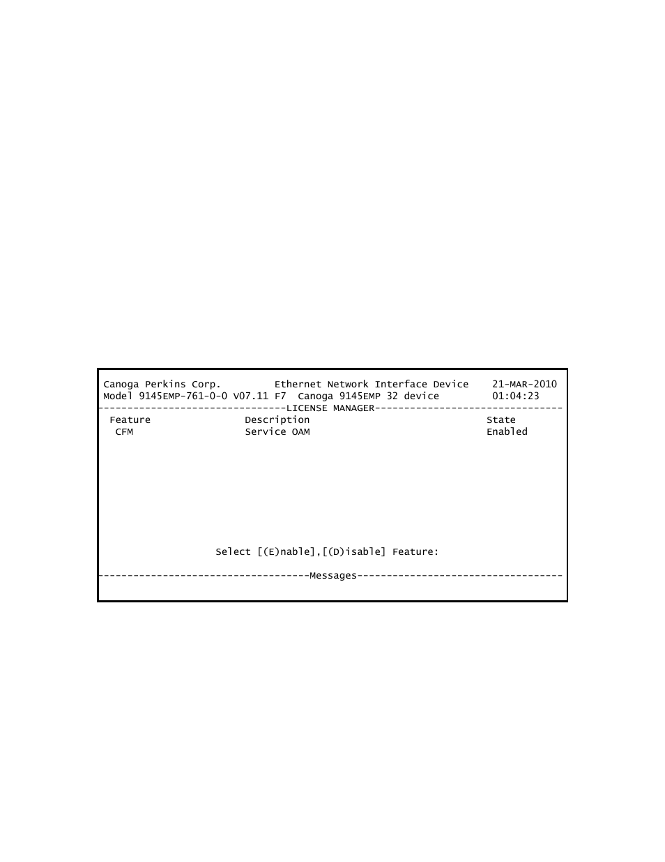 8 license manager | CANOGA PERKINS 9145EMP NID Software Version 3.1 User Manual | Page 98 / 202