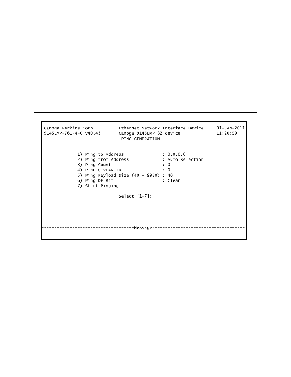 4 vt100 baud rate, 5 ping generation | CANOGA PERKINS 9145EMP NID Software Version 4.0 User Manual | Page 102 / 229