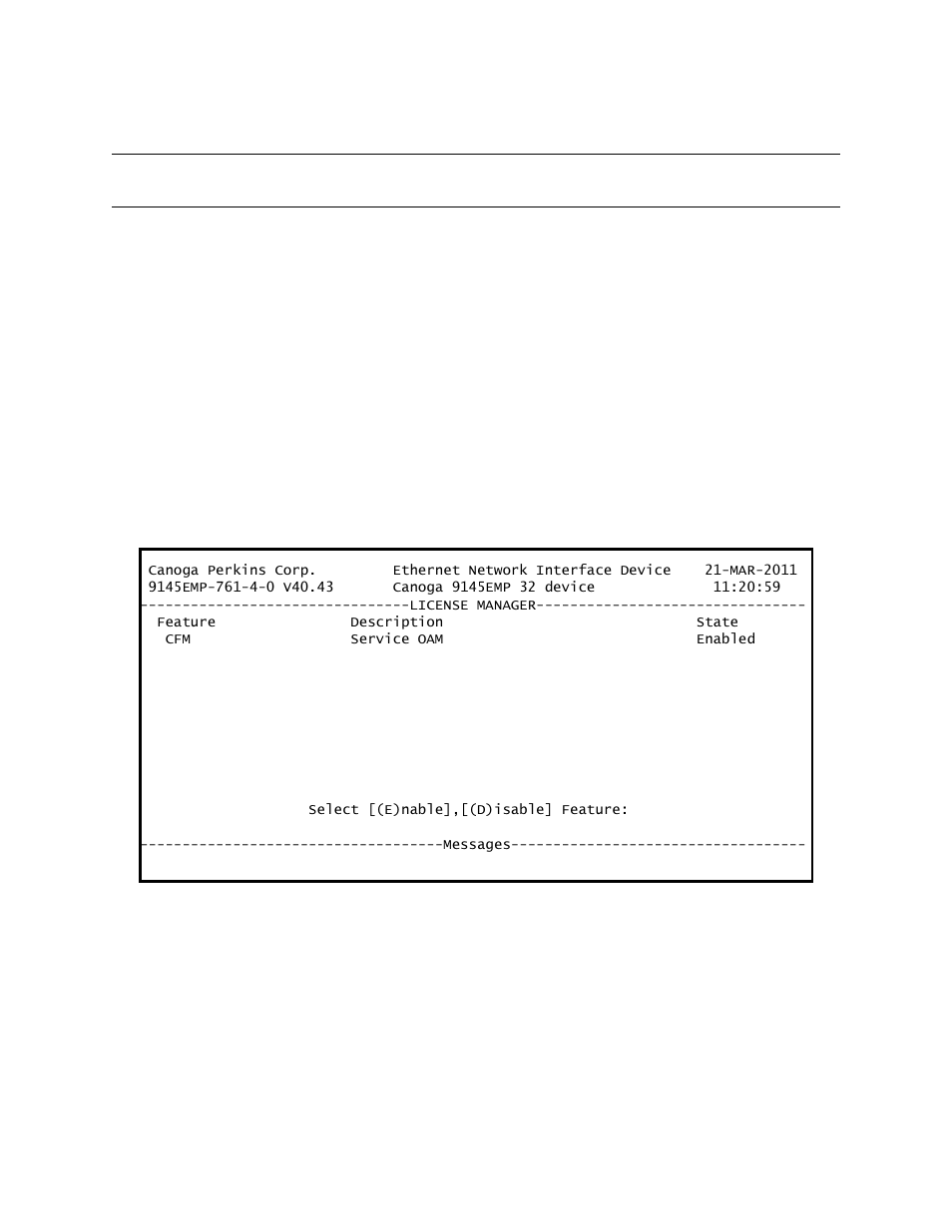 8 license manager | CANOGA PERKINS 9145EMP NID Software Version 4.0 User Manual | Page 105 / 229