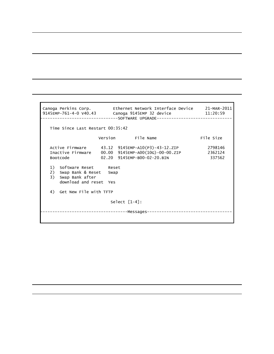 3 swap bank after download and reset | CANOGA PERKINS 9145EMP NID Software Version 4.0 User Manual | Page 107 / 229