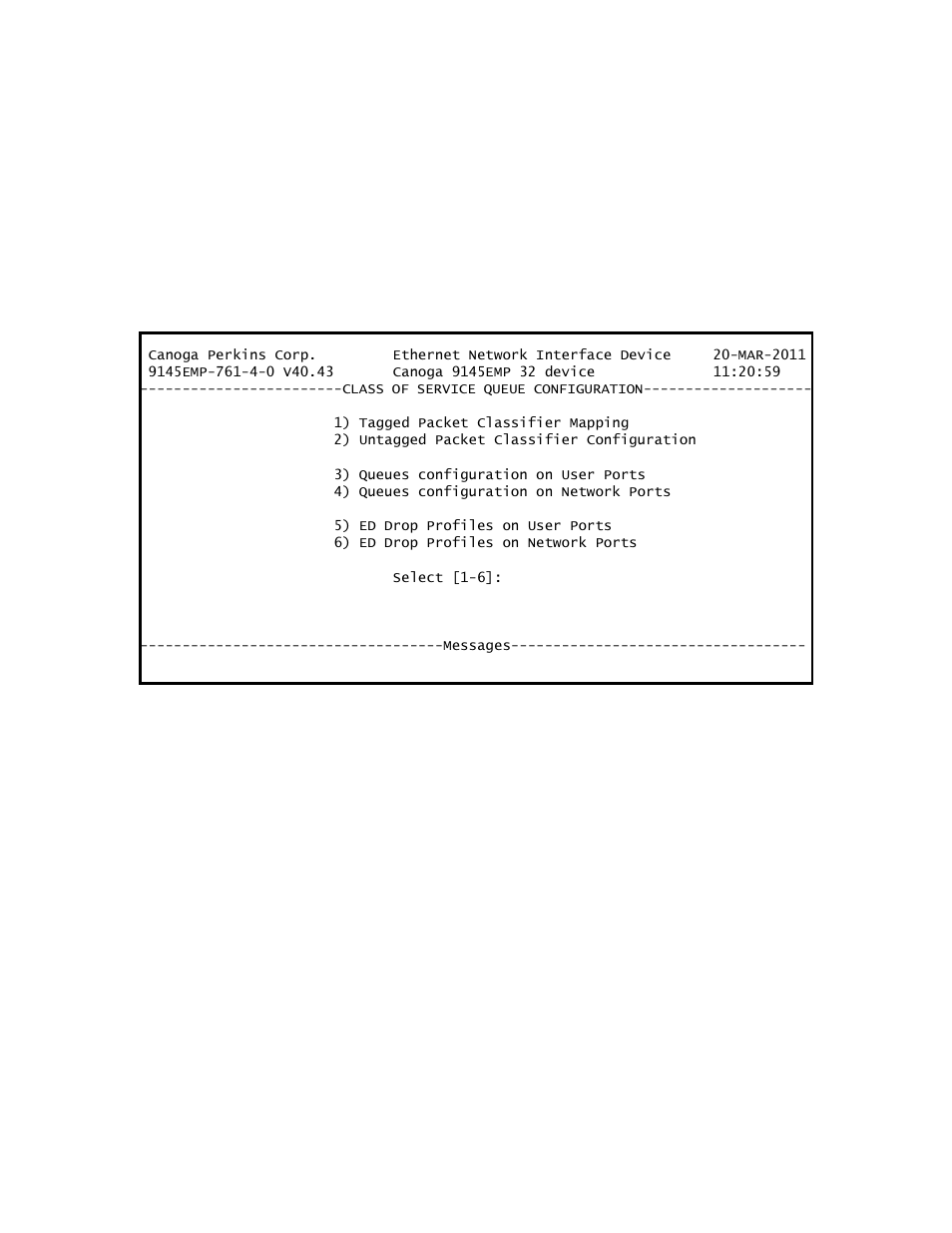 3 cos queues configuration, 1 tagged packet classifier mapping | CANOGA PERKINS 9145EMP NID Software Version 4.0 User Manual | Page 125 / 229