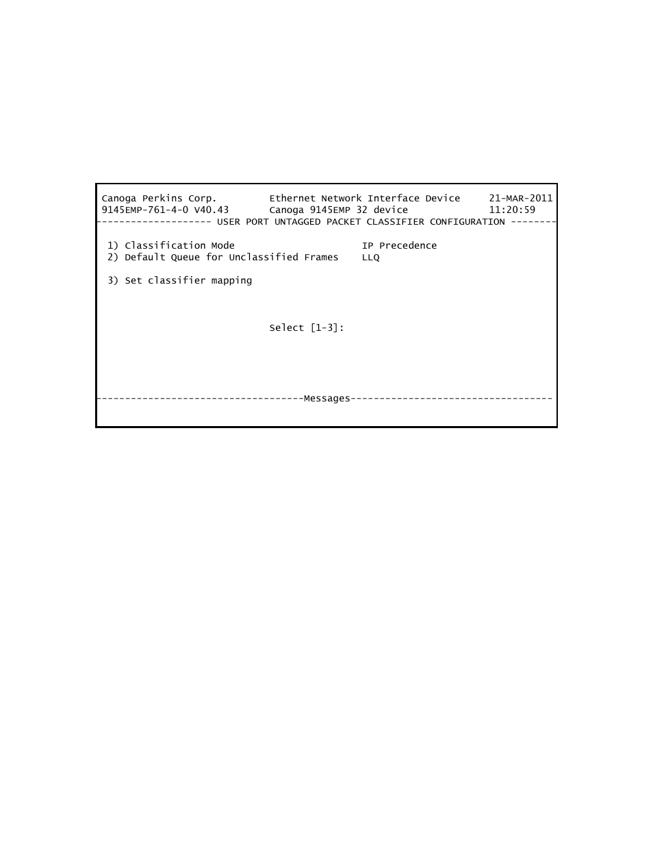 2 untagged packet classifier mapping | CANOGA PERKINS 9145EMP NID Software Version 4.0 User Manual | Page 129 / 229