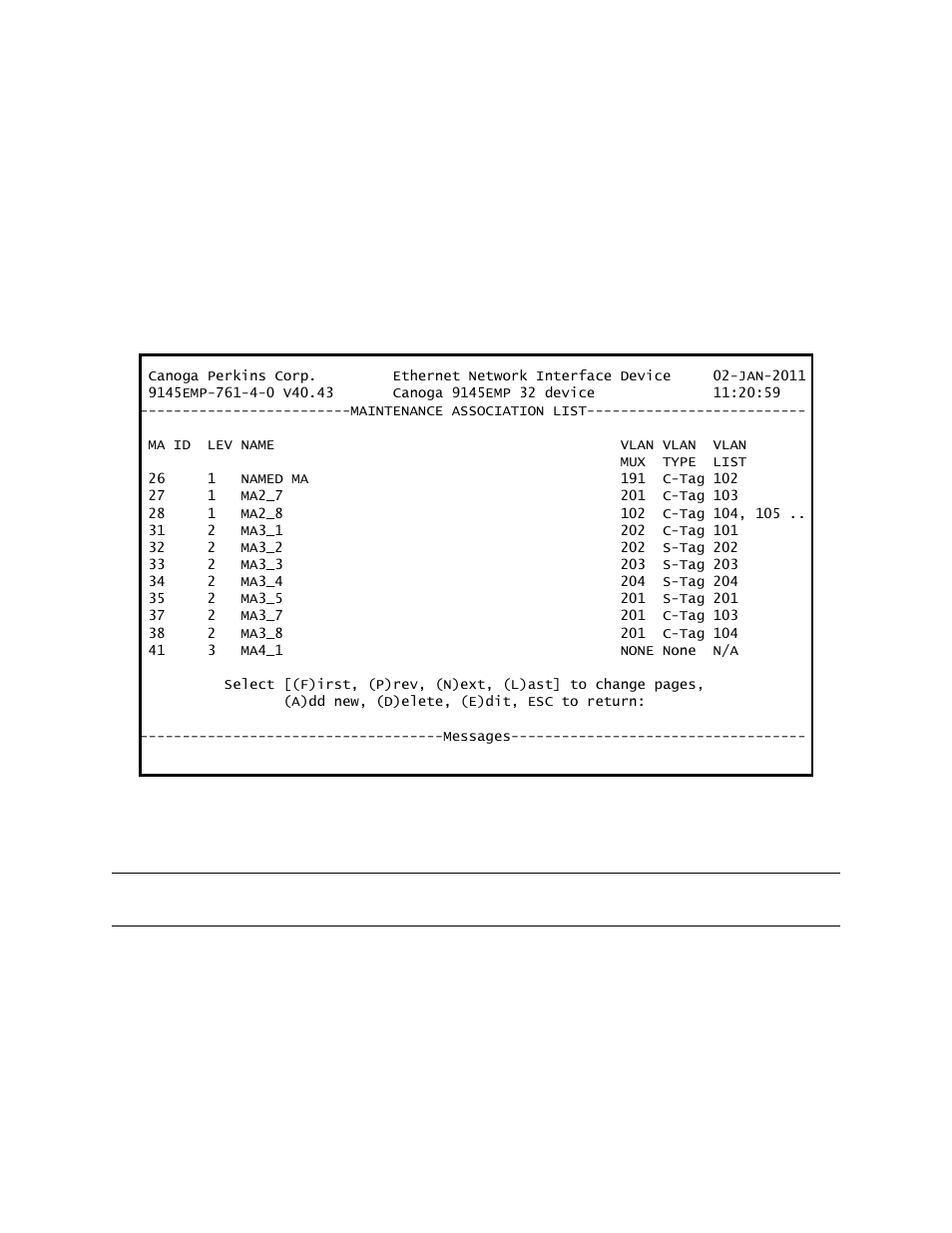 4 maintenance associations, 1 display maintenance associations, 2 create a maintenance association | CANOGA PERKINS 9145EMP NID Software Version 4.0 User Manual | Page 157 / 229