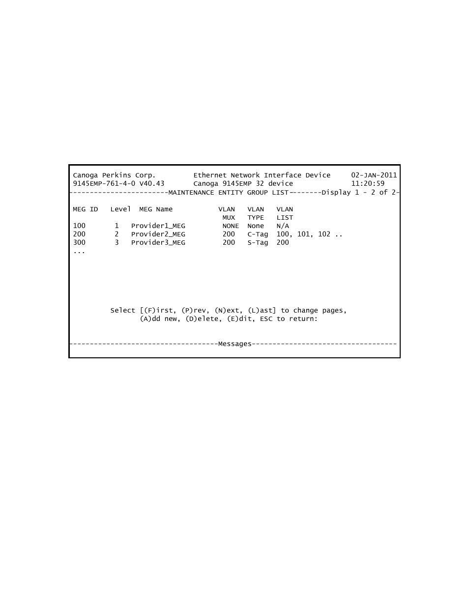 5 maintenance entity groups, 1 display maintenance entity groups, 2 create a maintenance entity group | CANOGA PERKINS 9145EMP NID Software Version 4.0 User Manual | Page 162 / 229