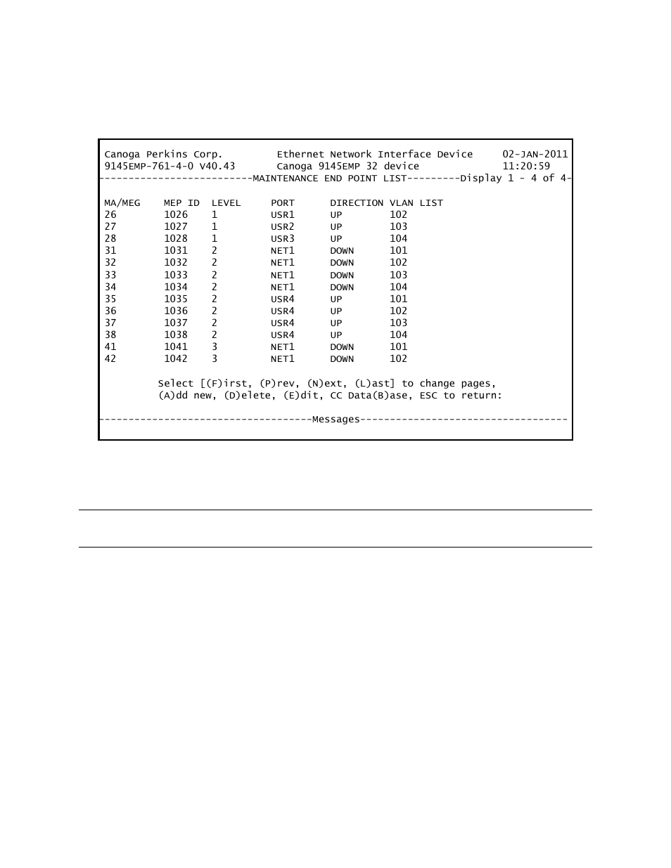1 display maintenance end points, 2 create a maintenance end point | CANOGA PERKINS 9145EMP NID Software Version 4.0 User Manual | Page 167 / 229