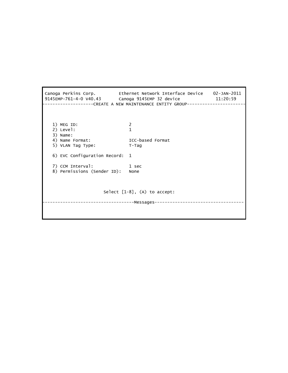 CANOGA PERKINS 9145EMP NID Software Version 4.0 User Manual | Page 172 / 229