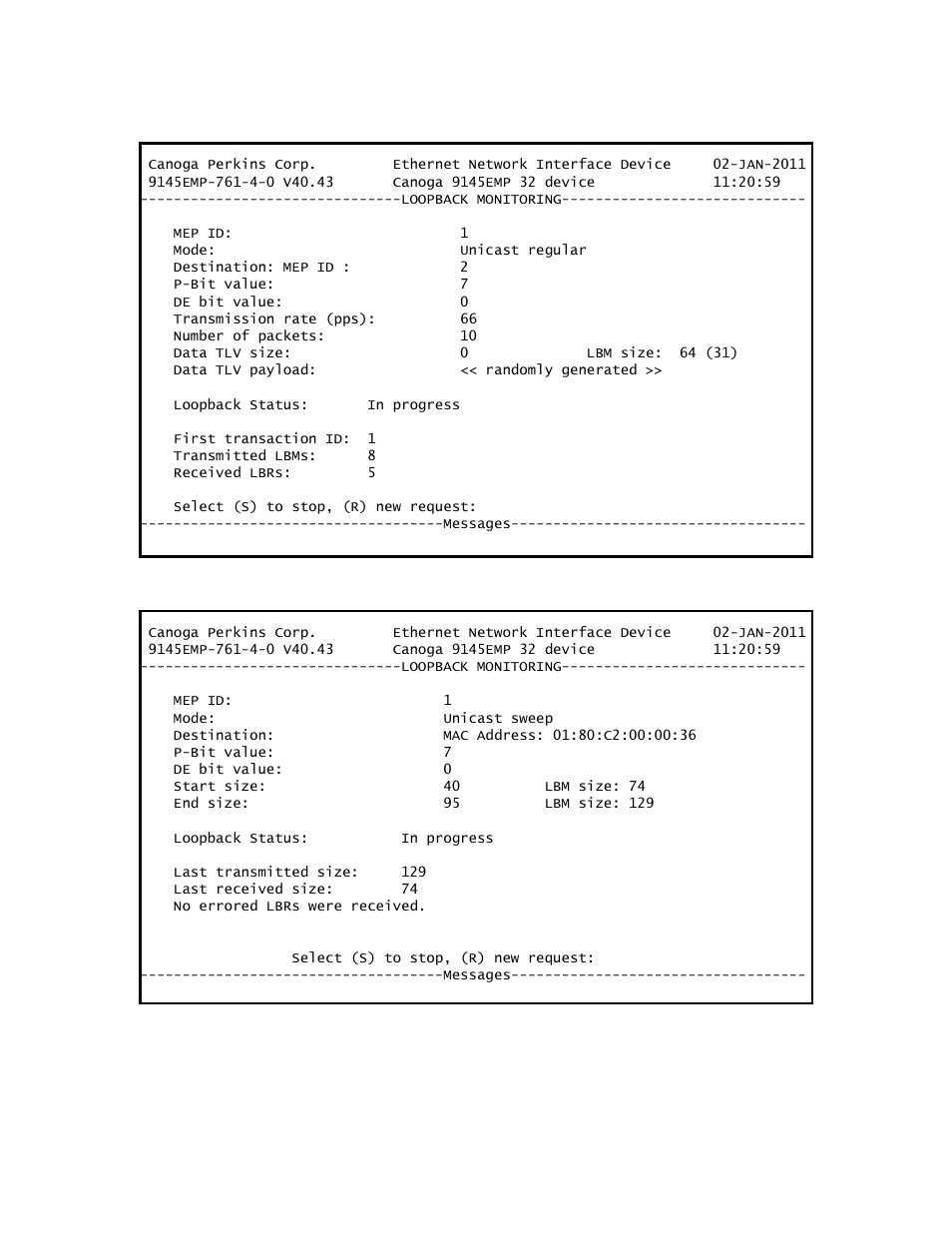 Figure 11-29, Figure 11-30 | CANOGA PERKINS 9145EMP NID Software Version 4.0 User Manual | Page 180 / 229