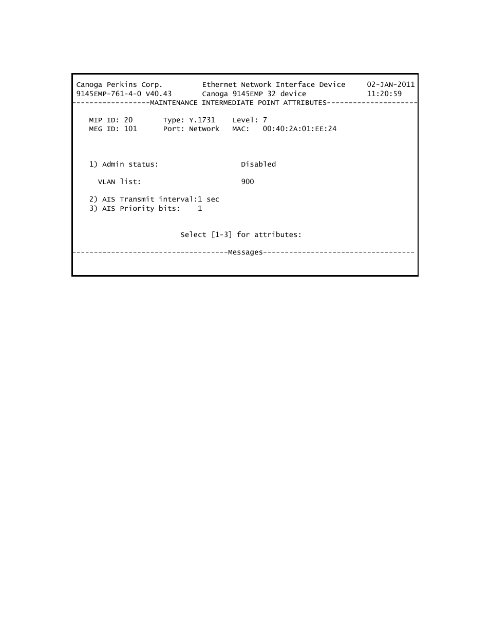 8 configuration error list, Figure 11- 37 | CANOGA PERKINS 9145EMP NID Software Version 4.0 User Manual | Page 186 / 229