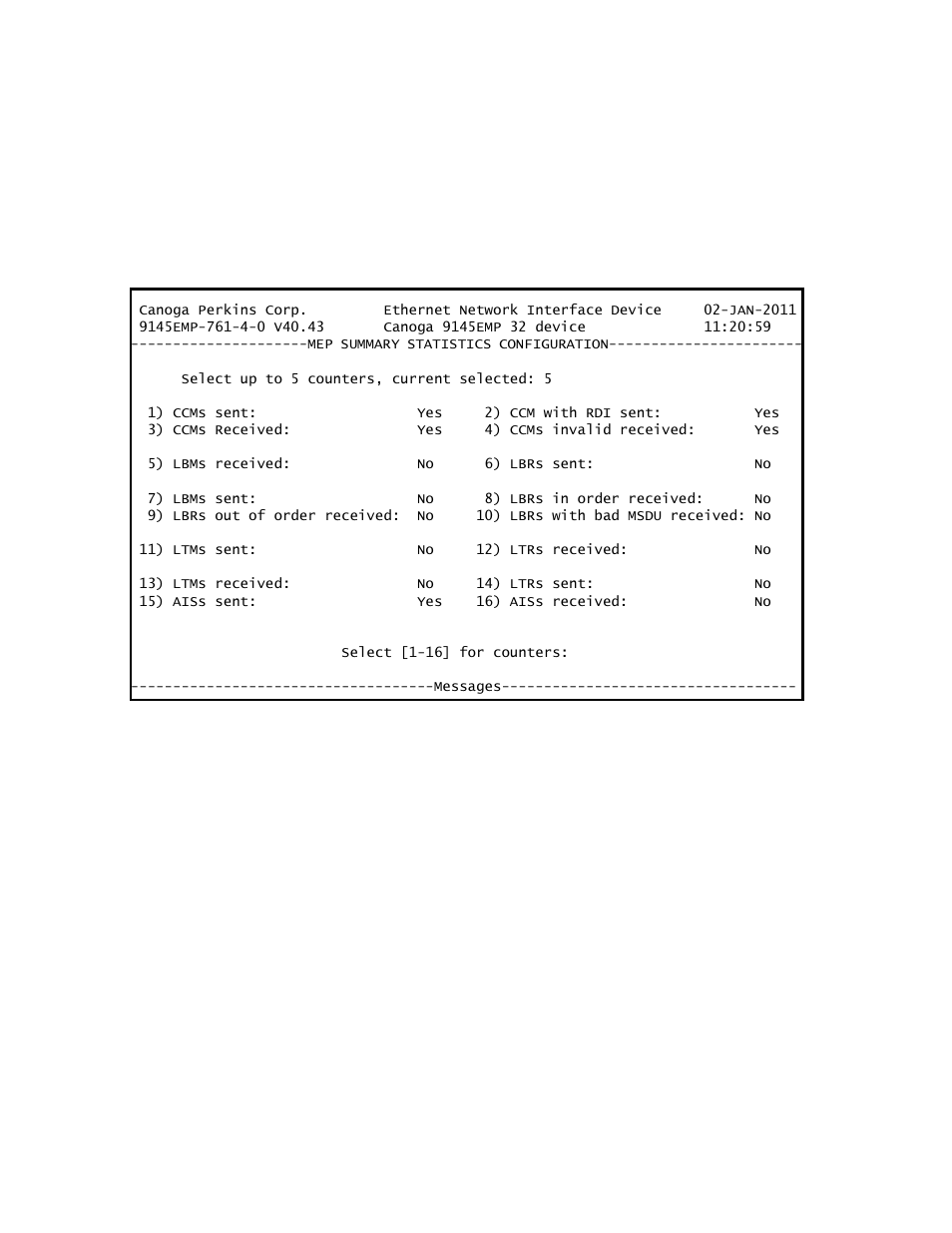 3 statistics display confirmation, 1 mep statistics | CANOGA PERKINS 9145EMP NID Software Version 4.0 User Manual | Page 192 / 229