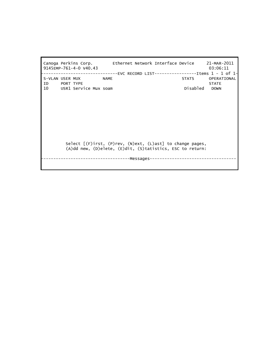 1 create an evc record | CANOGA PERKINS 9145EMP NID Software Version 4.0 User Manual | Page 201 / 229