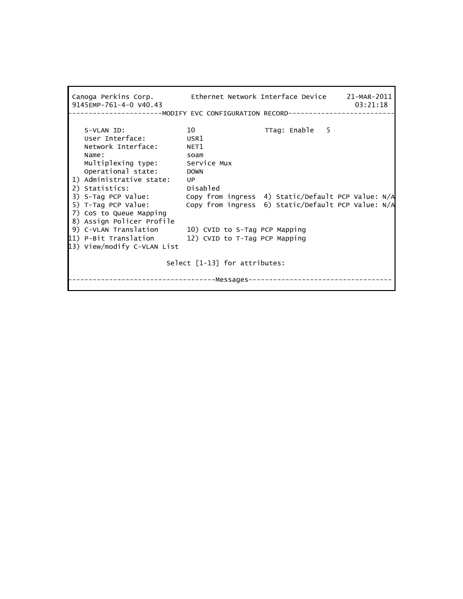 CANOGA PERKINS 9145EMP NID Software Version 4.0 User Manual | Page 203 / 229