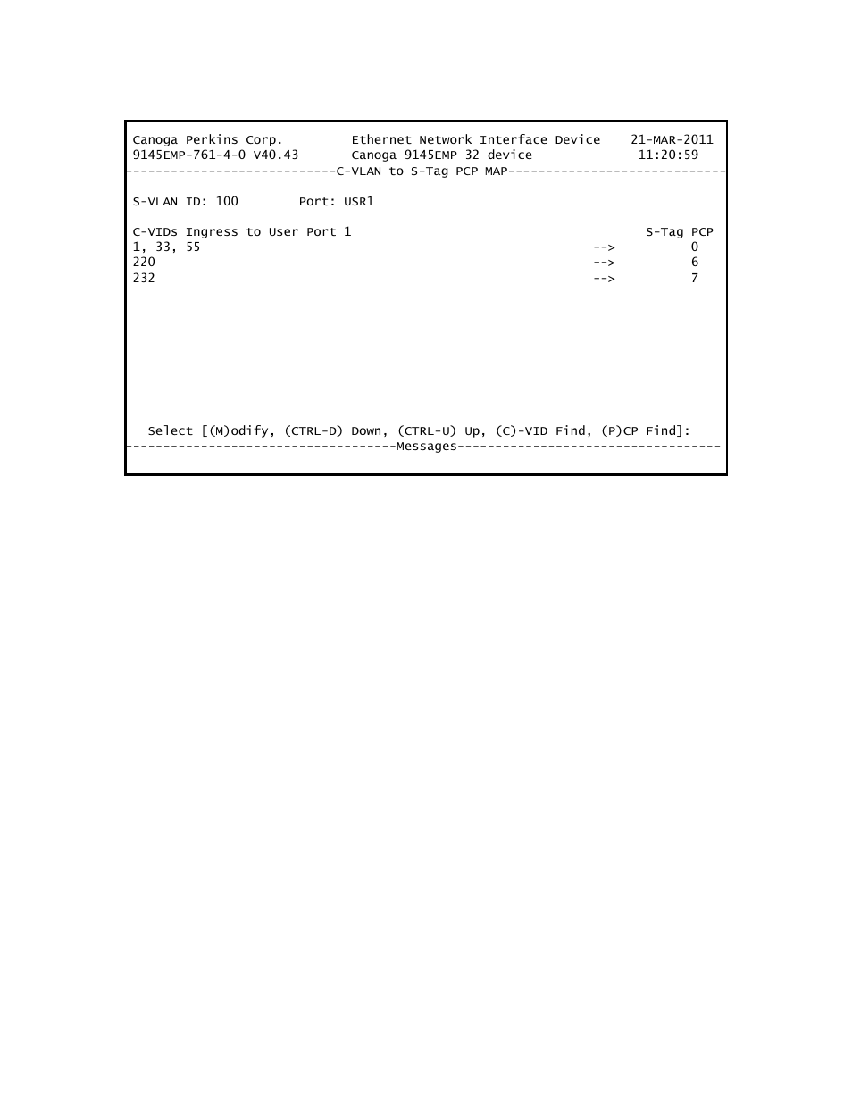 CANOGA PERKINS 9145EMP NID Software Version 4.0 User Manual | Page 206 / 229
