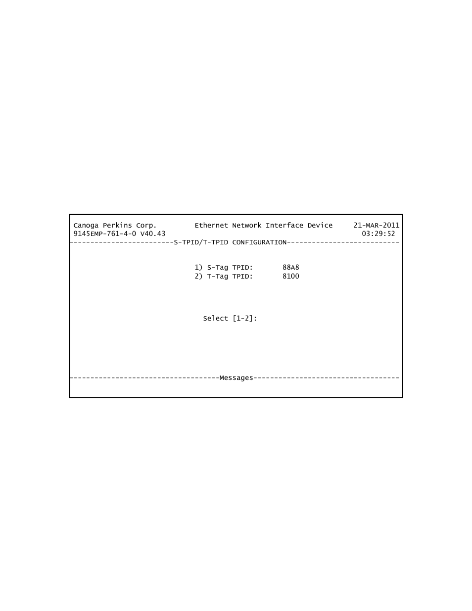 5 s-tpid/t-tpid configuration | CANOGA PERKINS 9145EMP NID Software Version 4.0 User Manual | Page 213 / 229