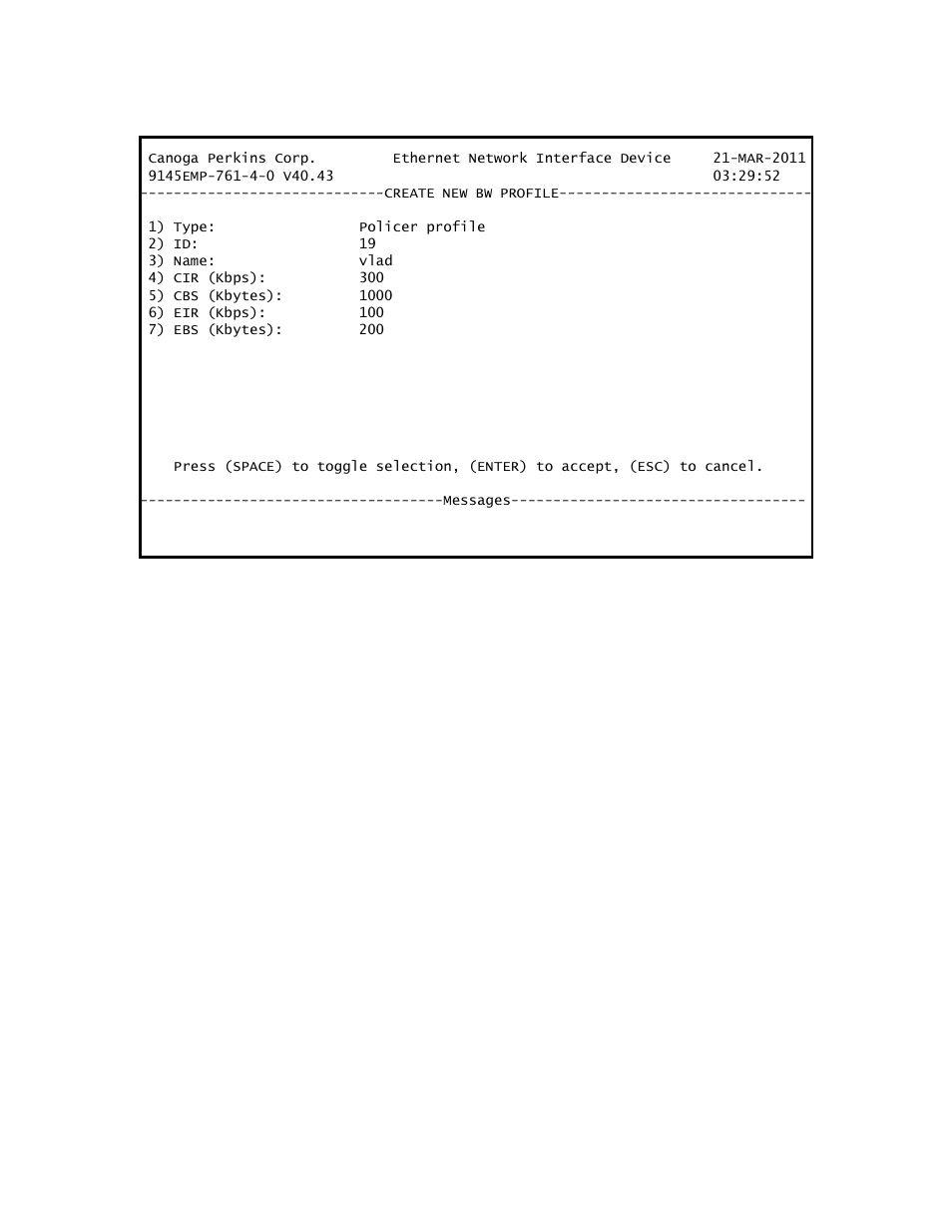 2 delete a bandwidth profile, 3 modify a bandwidth profile, Figure 13-3) | CANOGA PERKINS 9145EMP NID Software Version 4.0 User Manual | Page 220 / 229