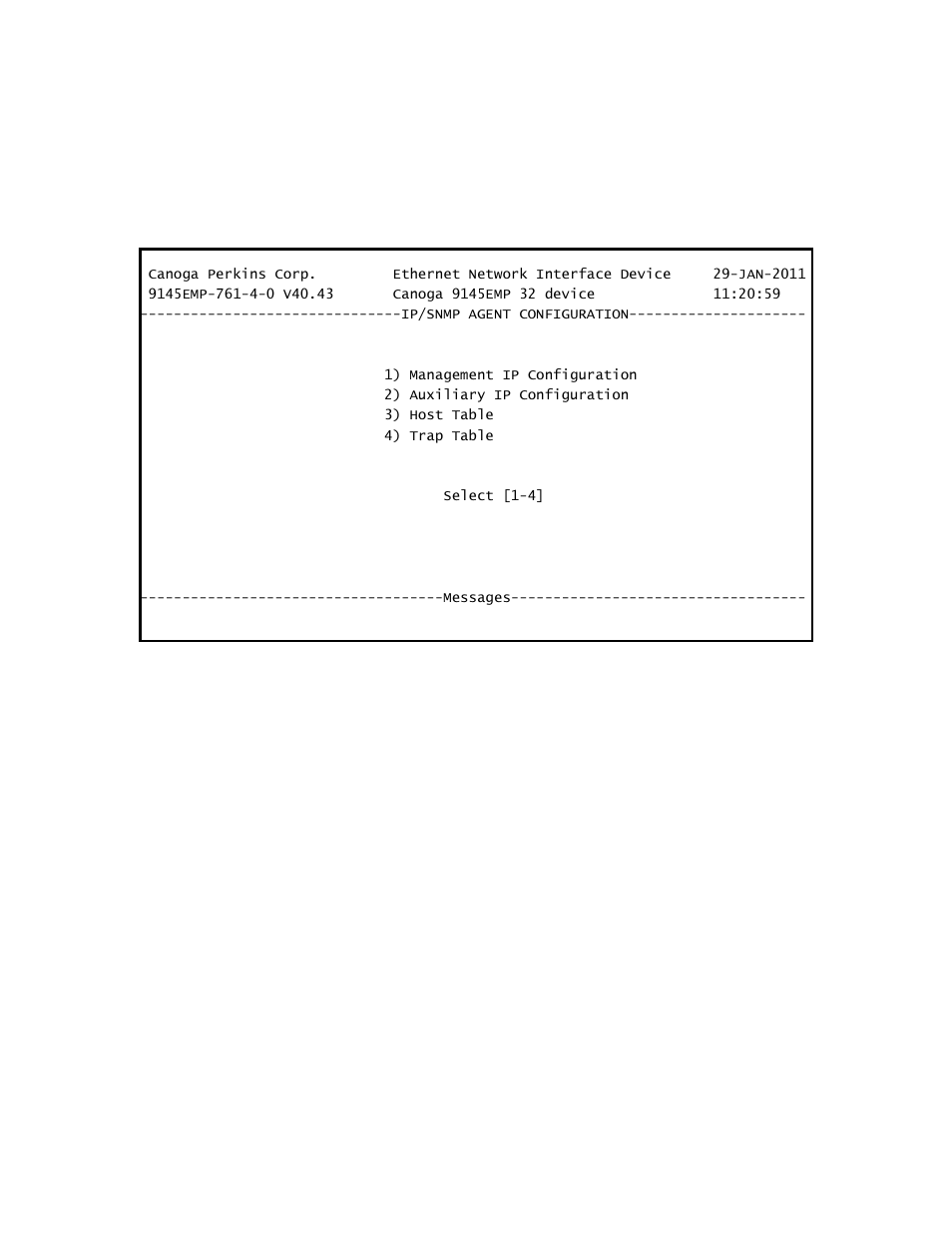 1 ip/snmp agent configuration, 1 management ip configuration | CANOGA PERKINS 9145EMP NID Software Version 4.0 User Manual | Page 27 / 229