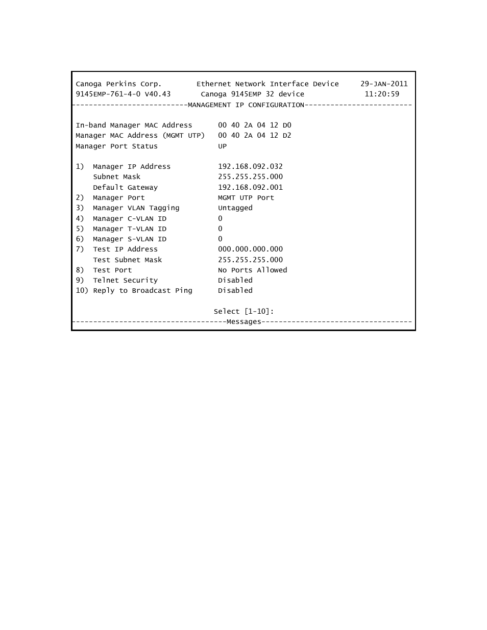 2 auxiliary ip configuration | CANOGA PERKINS 9145EMP NID Software Version 4.0 User Manual | Page 29 / 229