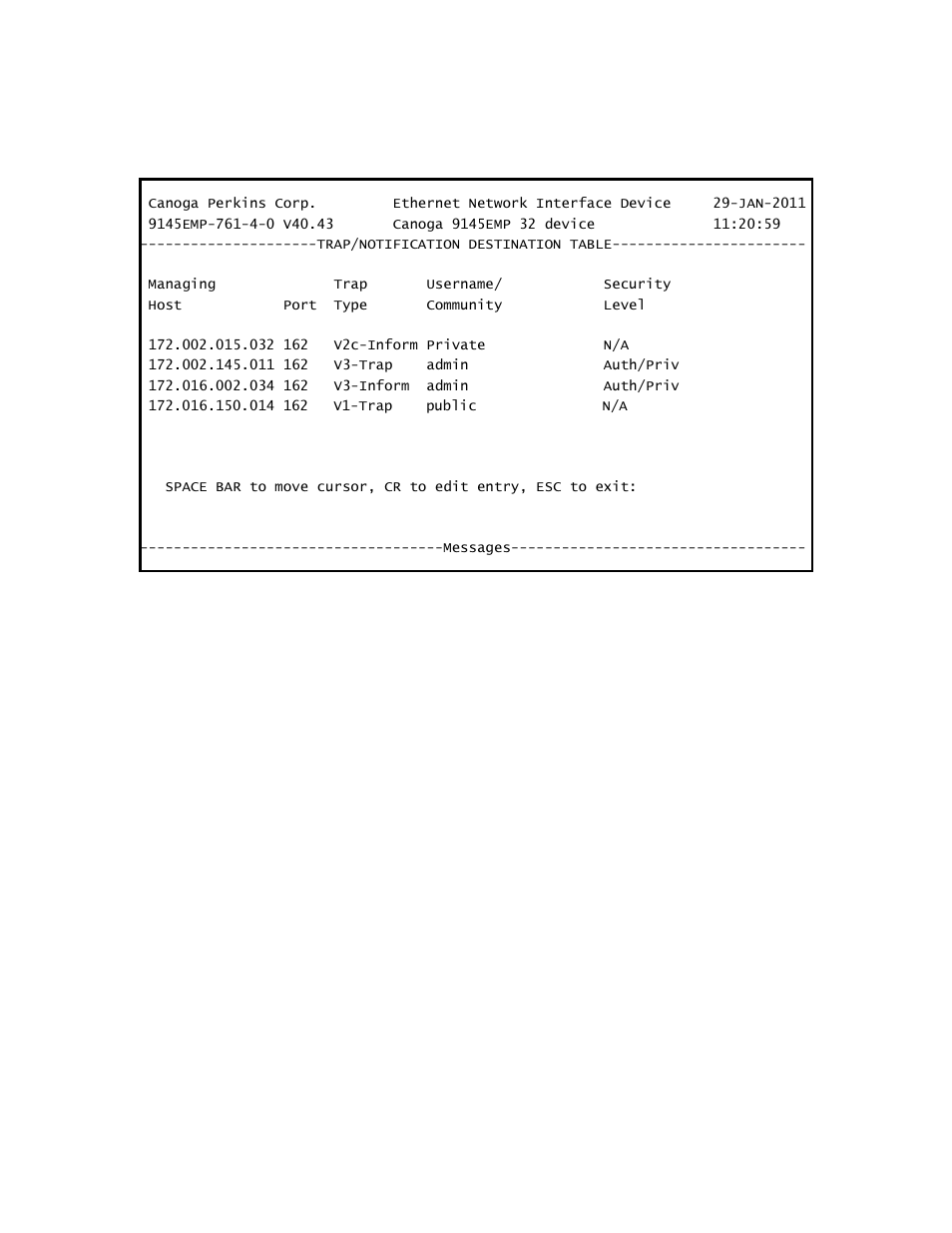 CANOGA PERKINS 9145EMP NID Software Version 4.0 User Manual | Page 36 / 229