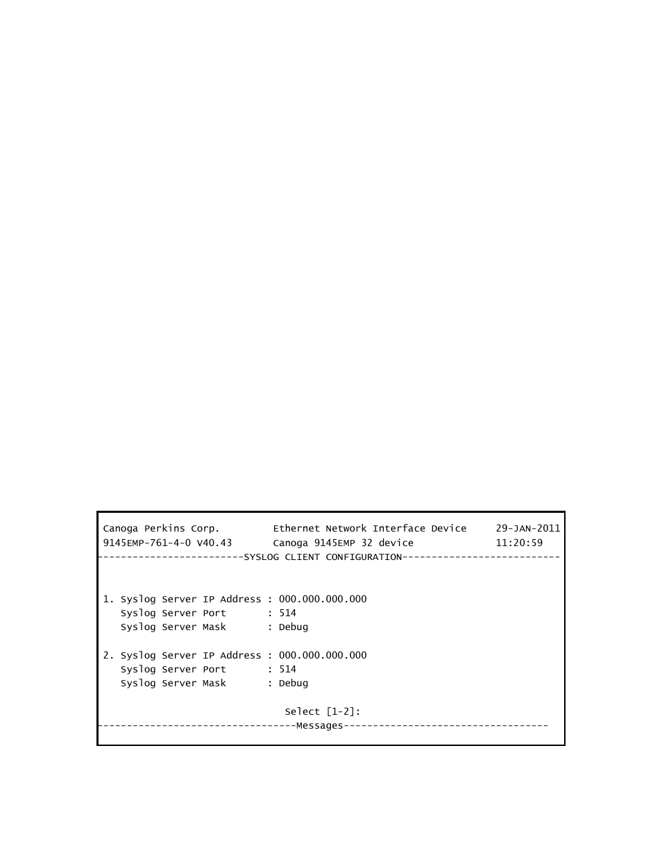 8 syslog client configuration | CANOGA PERKINS 9145EMP NID Software Version 4.0 User Manual | Page 54 / 229