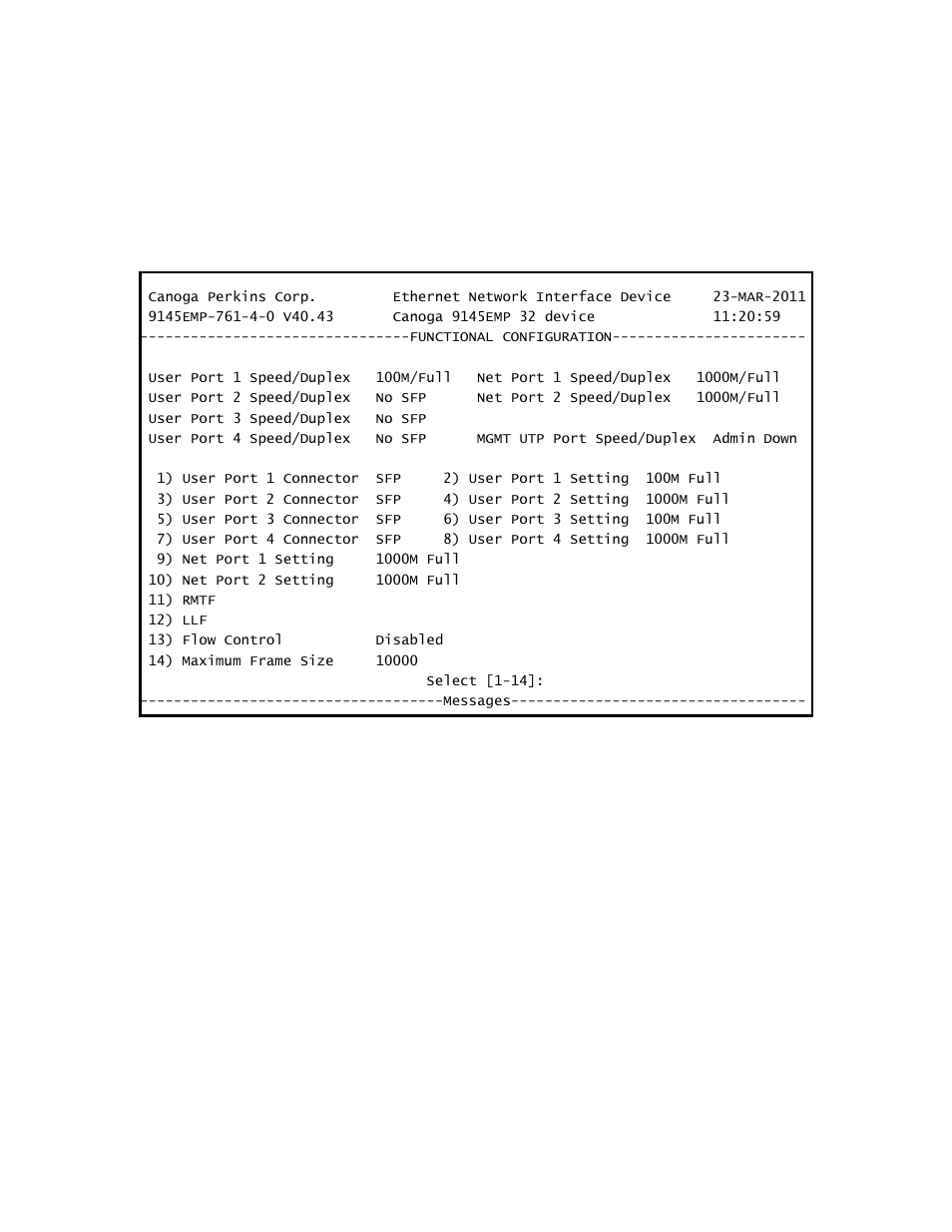 2 functional configuration | CANOGA PERKINS 9145EMP NID Software Version 4.0 User Manual | Page 70 / 229