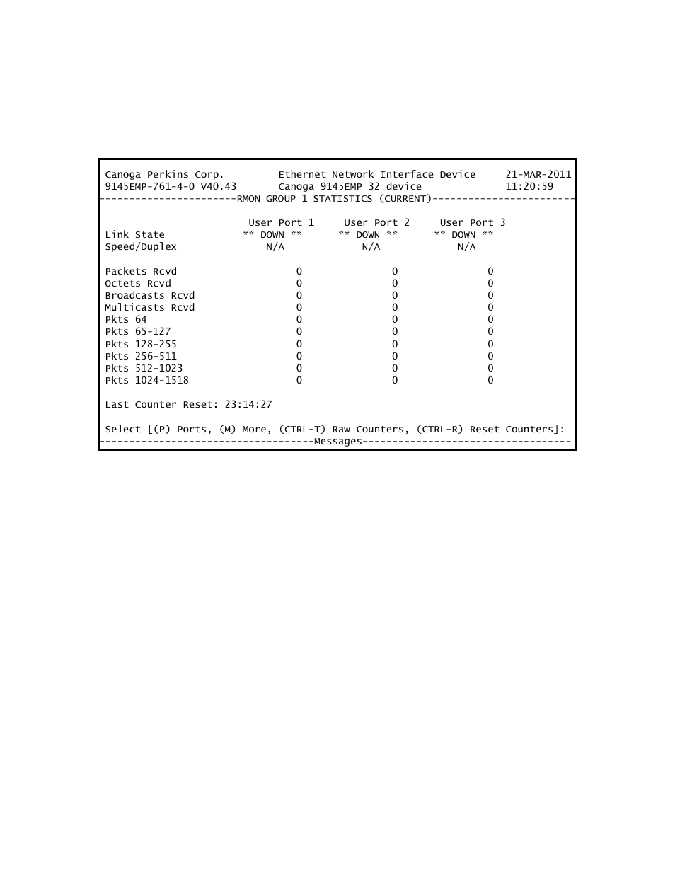 5 rmon group 1 statistics | CANOGA PERKINS 9145EMP NID Software Version 4.0 User Manual | Page 82 / 229