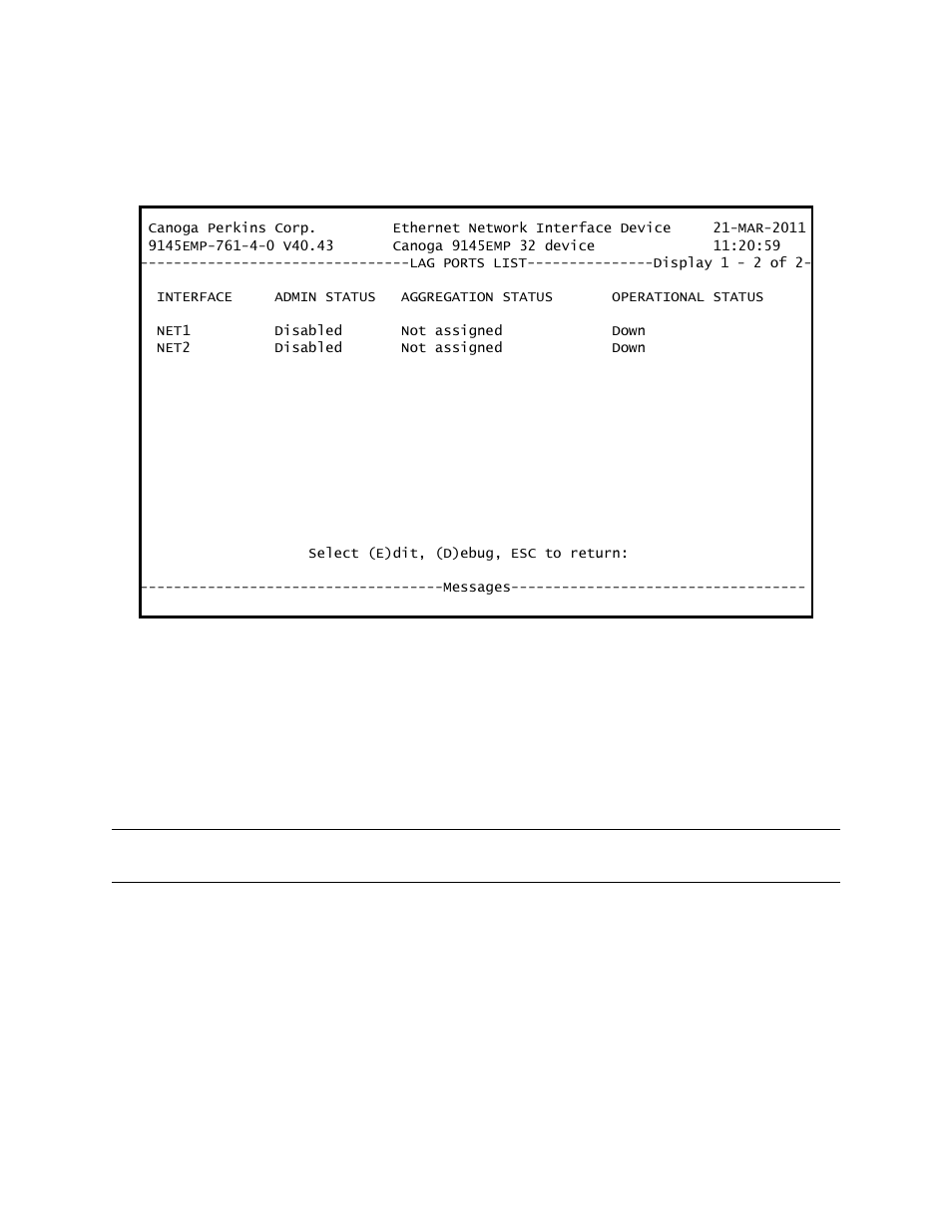 2 lag aggregation ports | CANOGA PERKINS 9145EMP NID Software Version 4.0 User Manual | Page 88 / 229