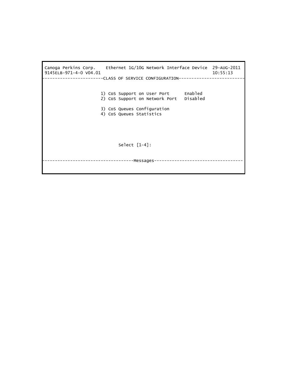 2 cos support, 1 enabling or disabling cos support | CANOGA PERKINS 9145ELB NID Software Version 4.01 User Manual | Page 102 / 152