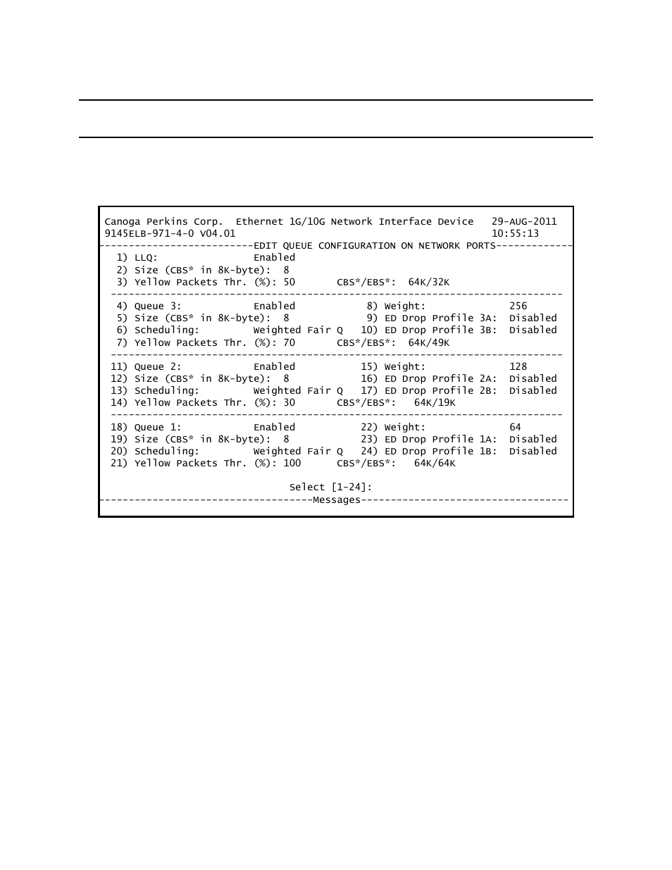 5 ed drop profiles on user ports, 6 ed drop profiles on network ports | CANOGA PERKINS 9145ELB NID Software Version 4.01 User Manual | Page 112 / 152