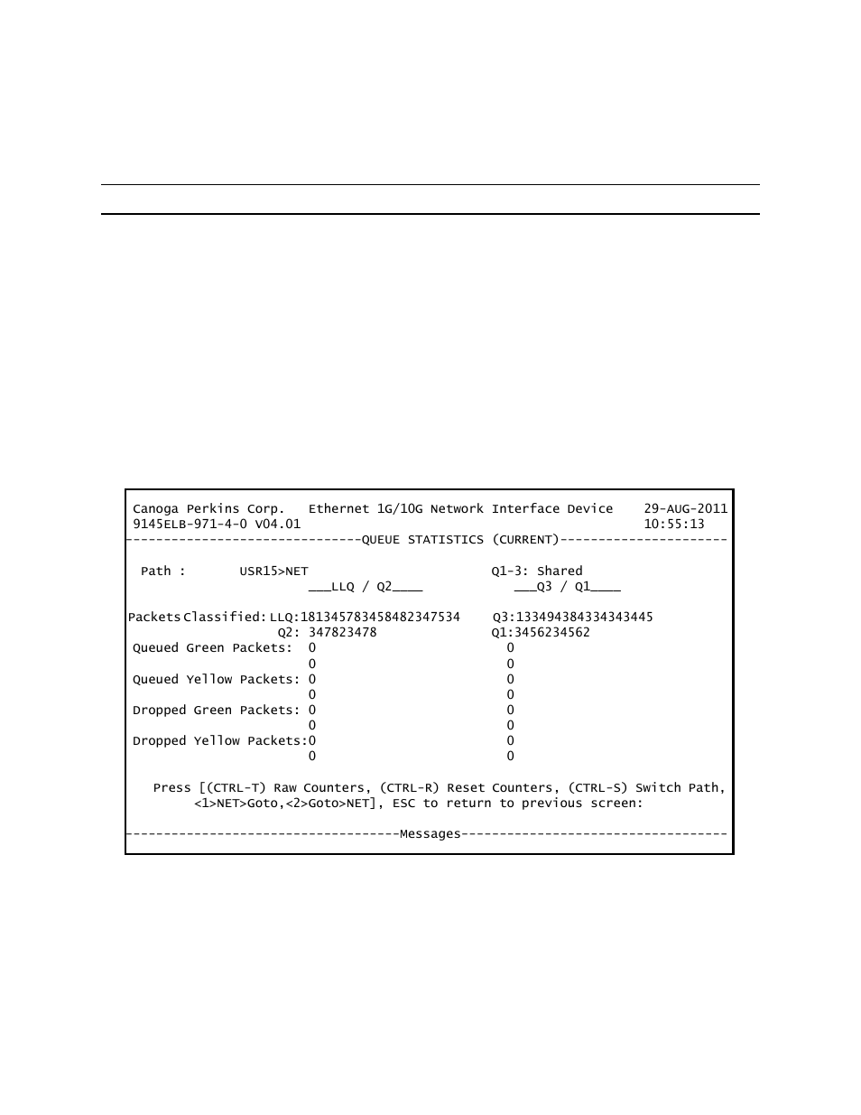 4 queue statistics | CANOGA PERKINS 9145ELB NID Software Version 4.01 User Manual | Page 113 / 152