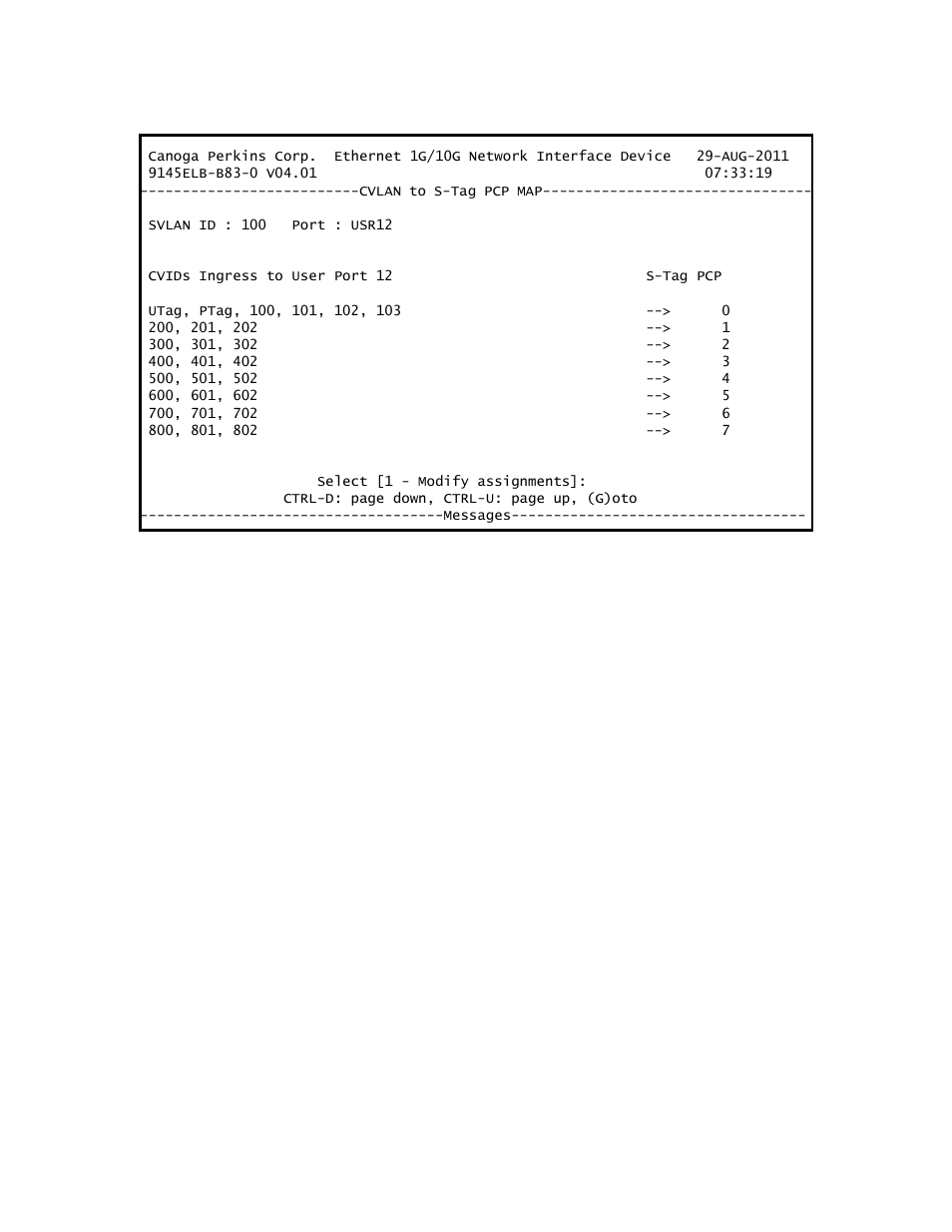 CANOGA PERKINS 9145ELB NID Software Version 4.01 User Manual | Page 126 / 152