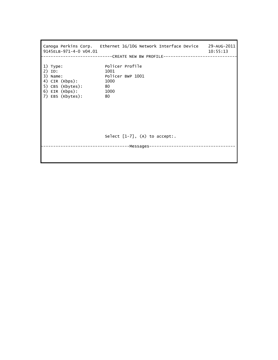 2 delete a bandwidth profile, 3 modify a bandwidth profile, Figure 11-5 | CANOGA PERKINS 9145ELB NID Software Version 4.01 User Manual | Page 143 / 152