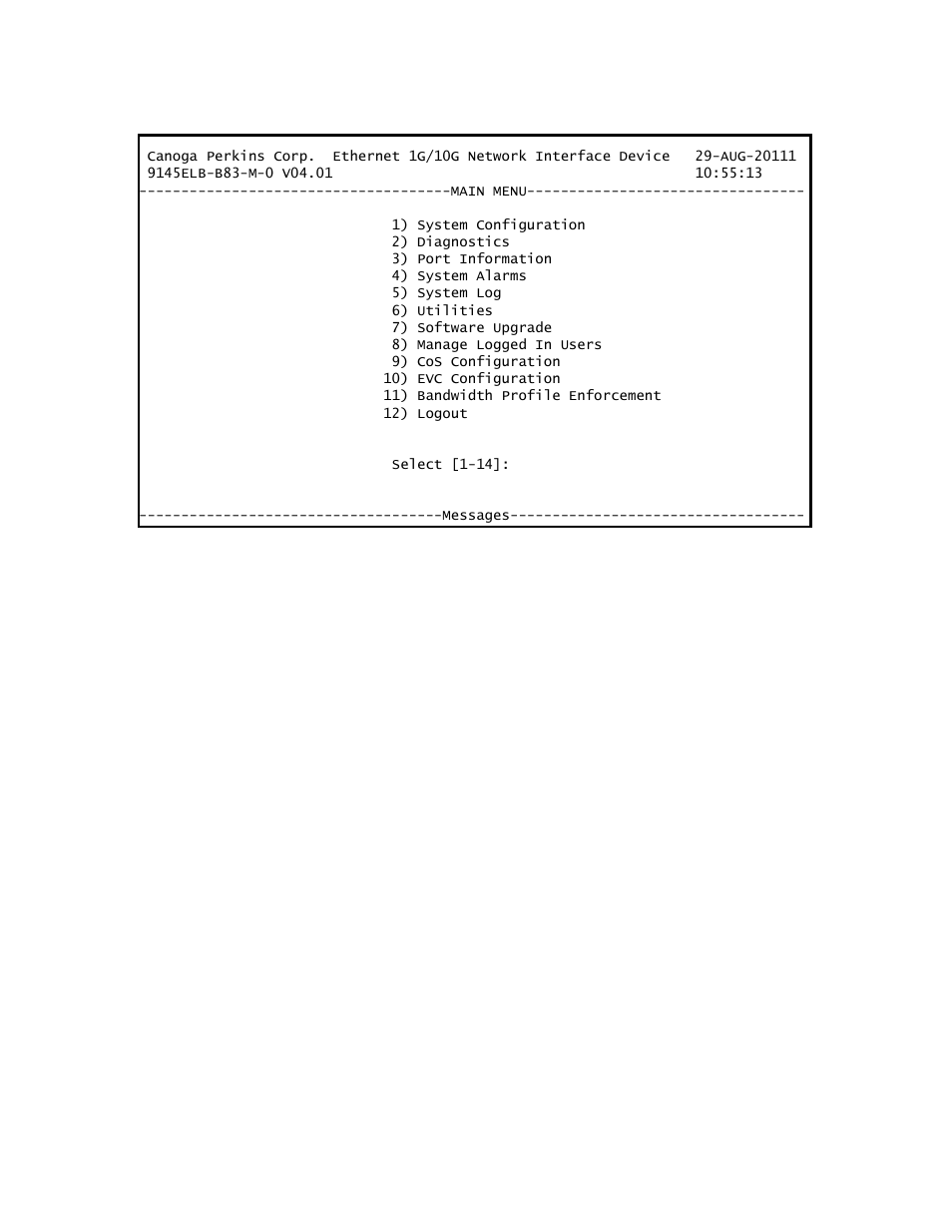 CANOGA PERKINS 9145ELB NID Software Version 4.01 User Manual | Page 19 / 152