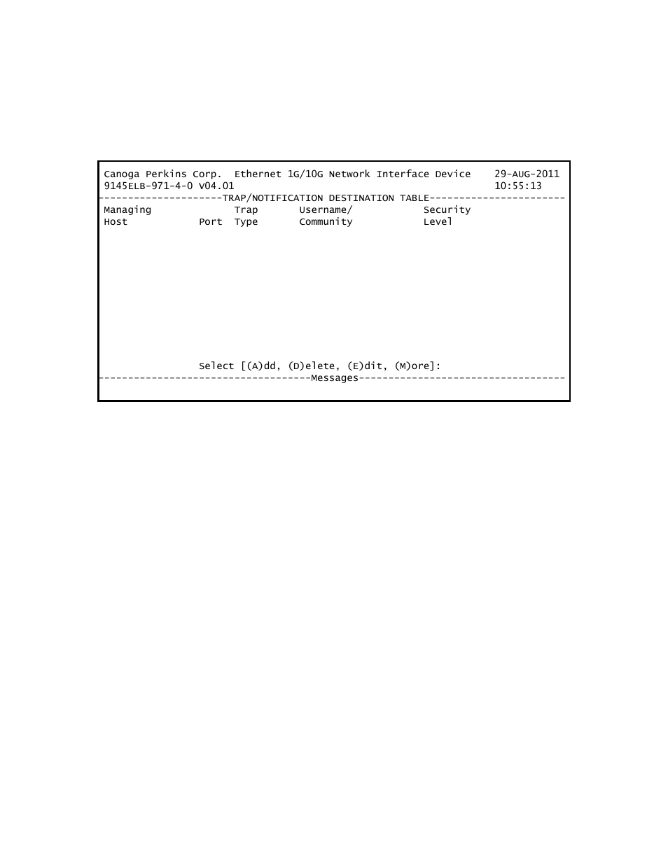 4 trap table, 1 adding or editing a trap manager | CANOGA PERKINS 9145ELB NID Software Version 4.01 User Manual | Page 31 / 152