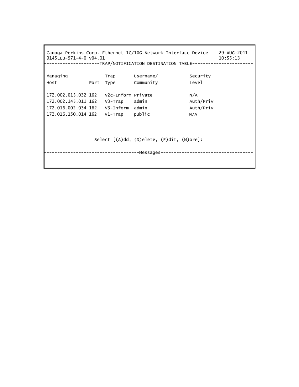 CANOGA PERKINS 9145ELB NID Software Version 4.01 User Manual | Page 33 / 152