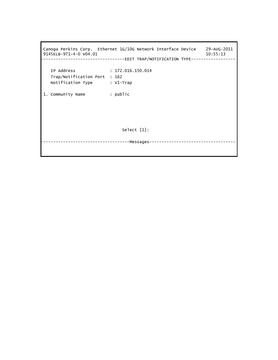 CANOGA PERKINS 9145ELB NID Software Version 4.01 User Manual | Page 34 / 152