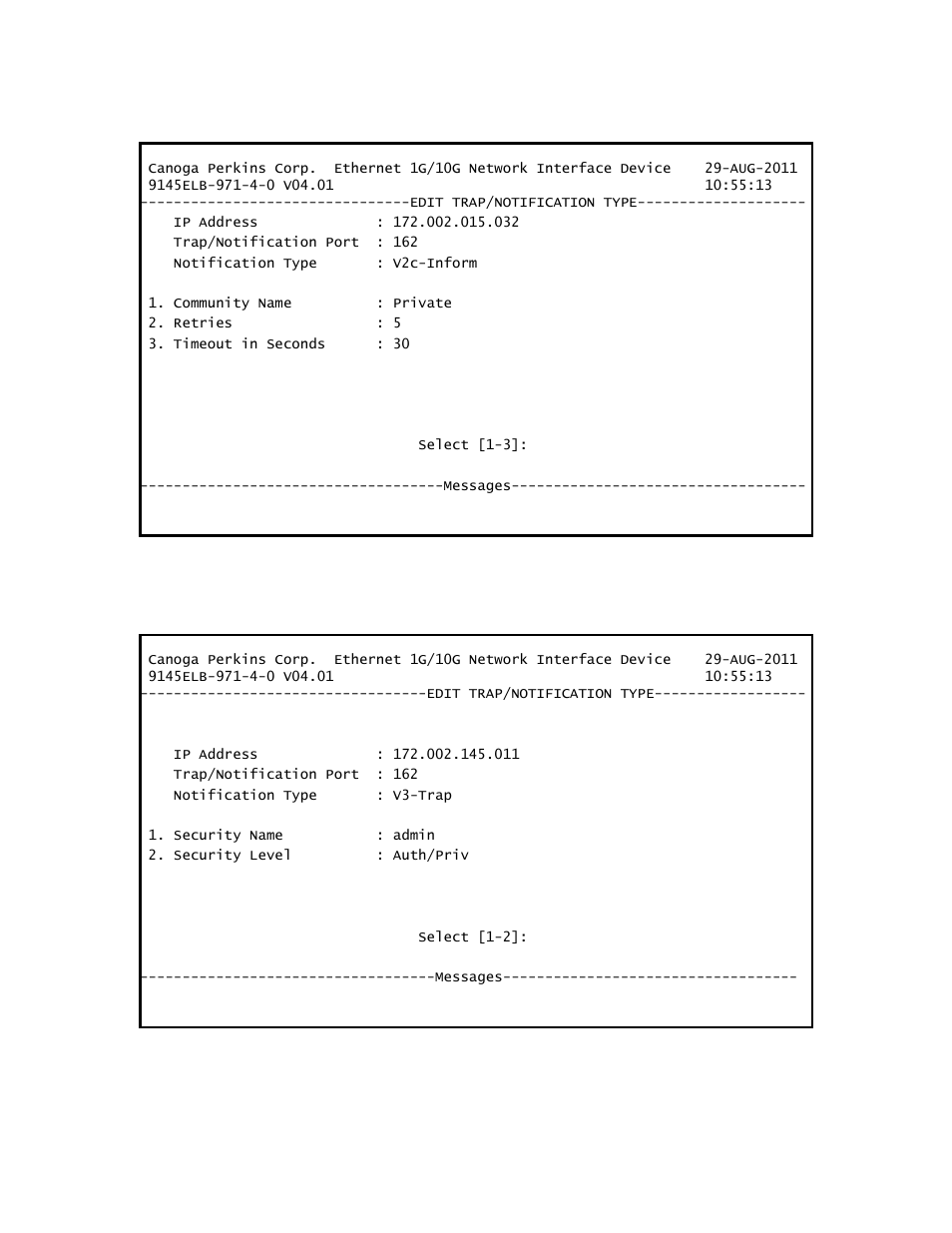 Figure 3-14), Figure 3-15) | CANOGA PERKINS 9145ELB NID Software Version 4.01 User Manual | Page 35 / 152