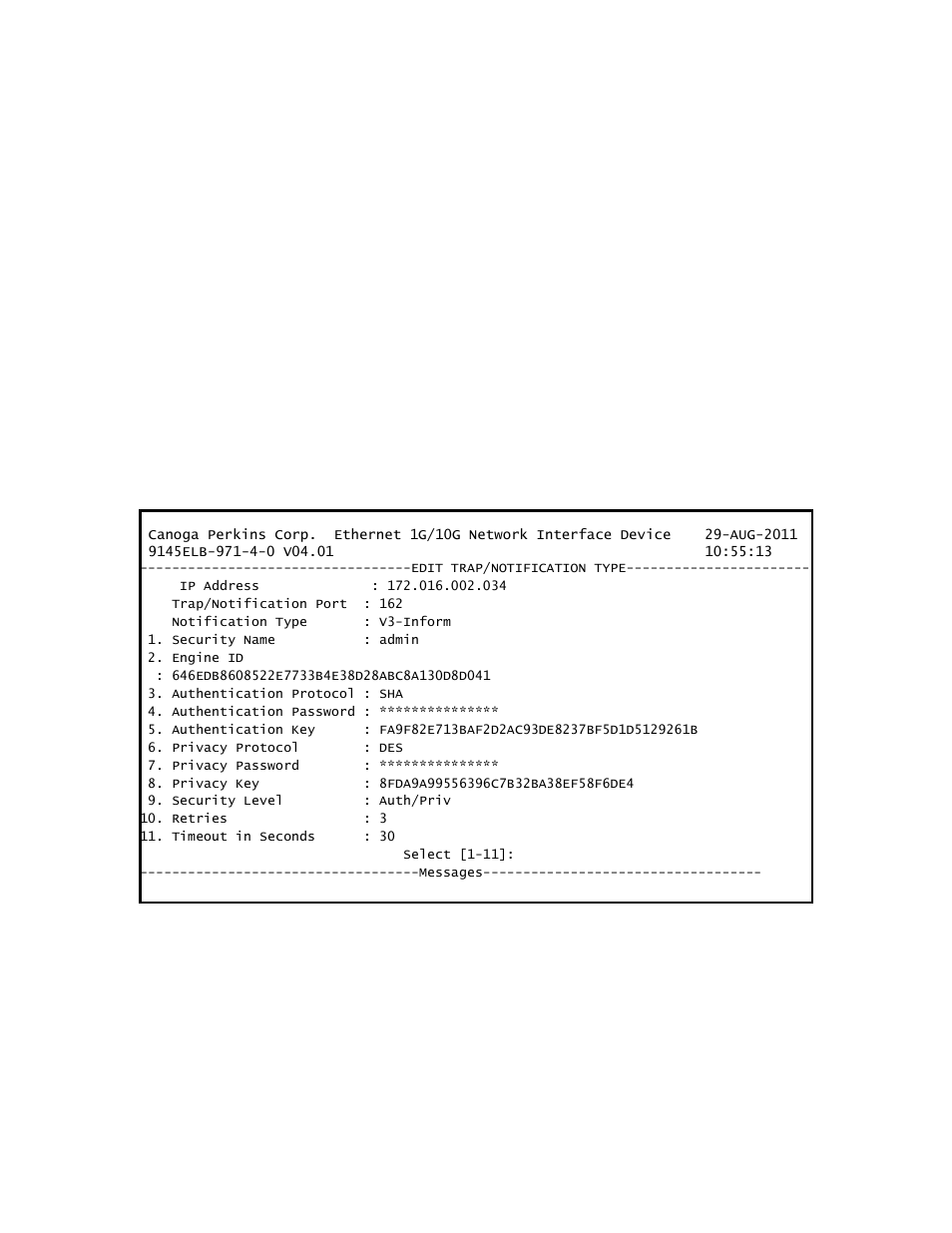 CANOGA PERKINS 9145ELB NID Software Version 4.01 User Manual | Page 36 / 152