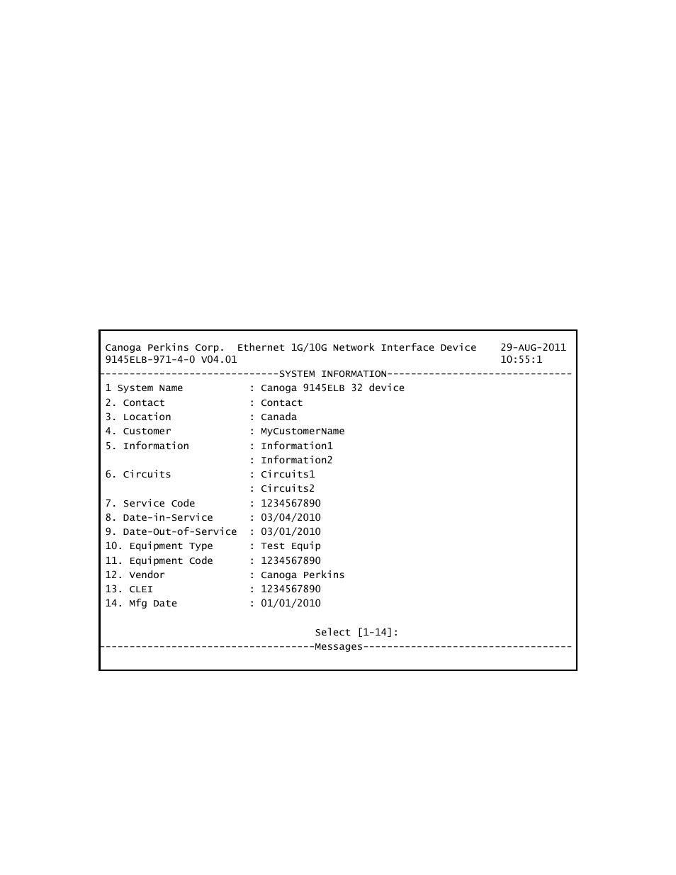 4 system information | CANOGA PERKINS 9145ELB NID Software Version 4.01 User Manual | Page 46 / 152