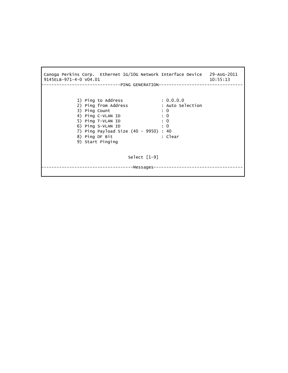 3 ping generation | CANOGA PERKINS 9145ELB NID Software Version 4.01 User Manual | Page 61 / 152