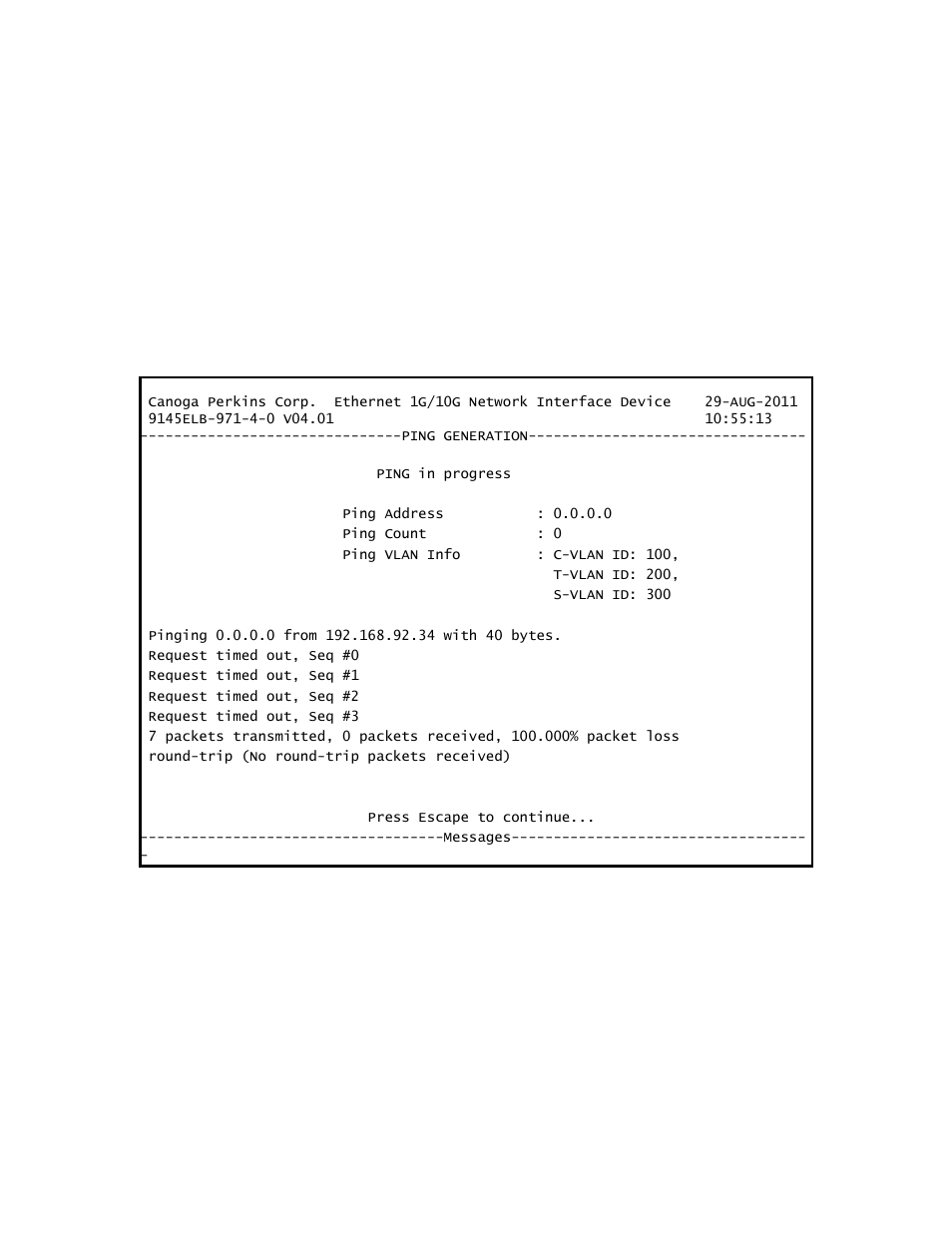 CANOGA PERKINS 9145ELB NID Software Version 4.01 User Manual | Page 62 / 152