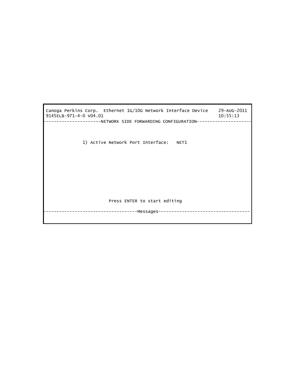 3 network side forwarding configuration | CANOGA PERKINS 9145ELB NID Software Version 4.01 User Manual | Page 73 / 152