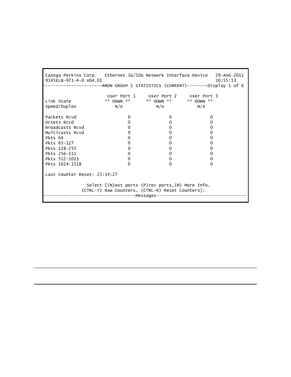 5 rmon group 1 statistics | CANOGA PERKINS 9145ELB NID Software Version 4.01 User Manual | Page 79 / 152