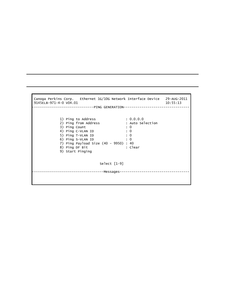 4 vt100 baud rate, 5 ping generation | CANOGA PERKINS 9145ELB NID Software Version 4.01 User Manual | Page 89 / 152