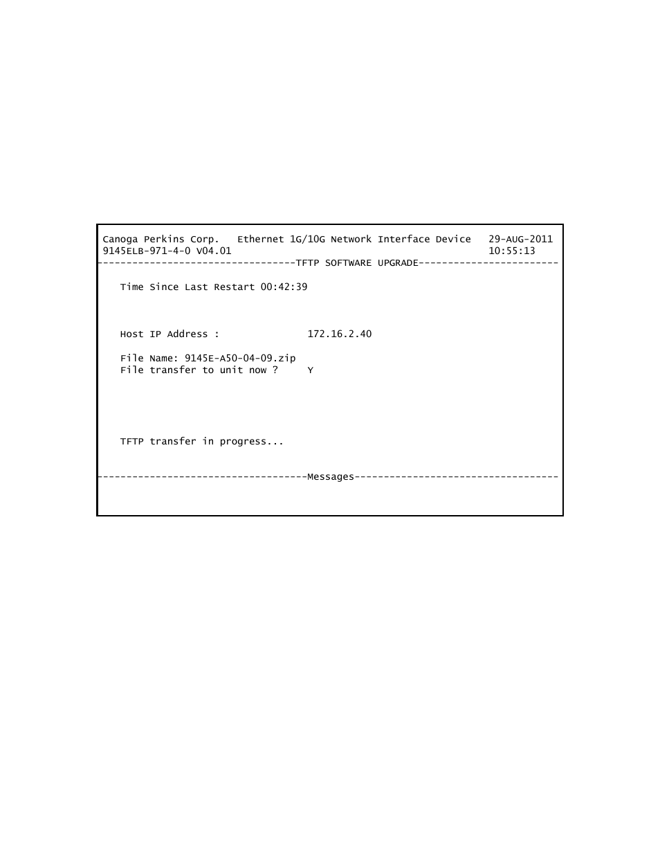 4 get software upgrades with tftp | CANOGA PERKINS 9145ELB NID Software Version 4.01 User Manual | Page 95 / 152