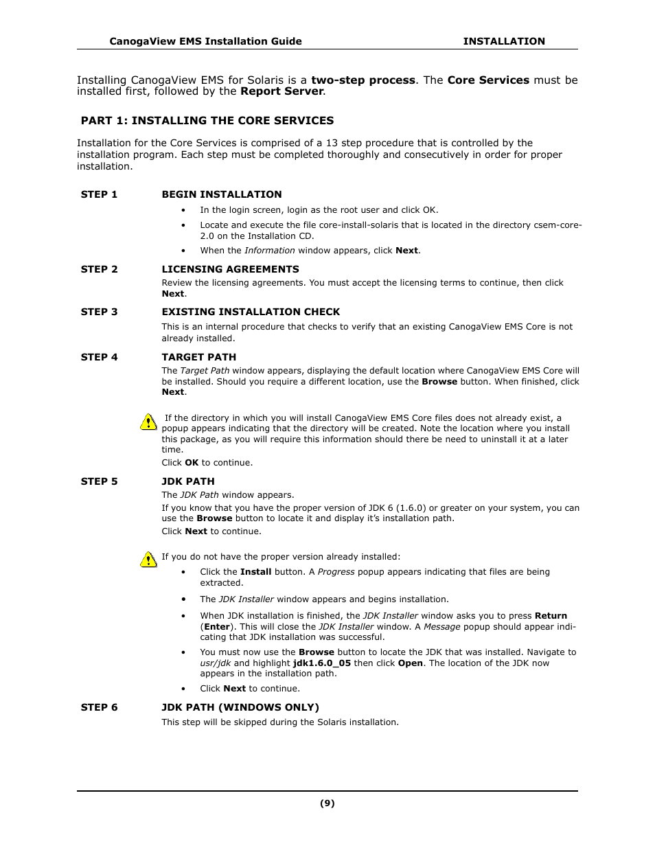 Part 1: installing the core services | CANOGA PERKINS CanogaView EMS User Manual | Page 13 / 25